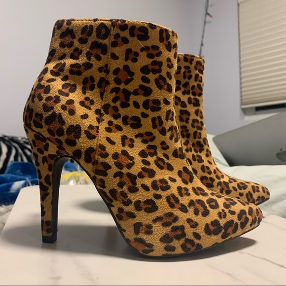 Cheetah Heel Booties - Picture 1 of 3